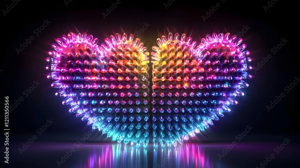 Leinwandbilder captivating heart shaped led lights in a diverse array of vibrant colors creating a dazzling and rom