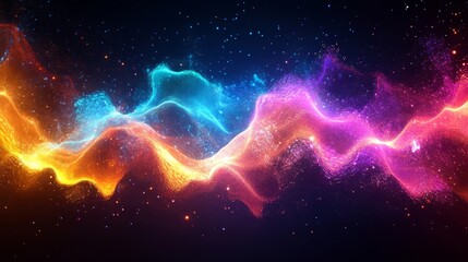 Fototapeta premium Glowing neon wave, noise texture, web banner design, Generative AI
