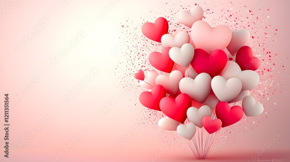 Aufkleber vibrant valentine s day backdrop featuring a pastel gradient with an assortment of floating glowing 
