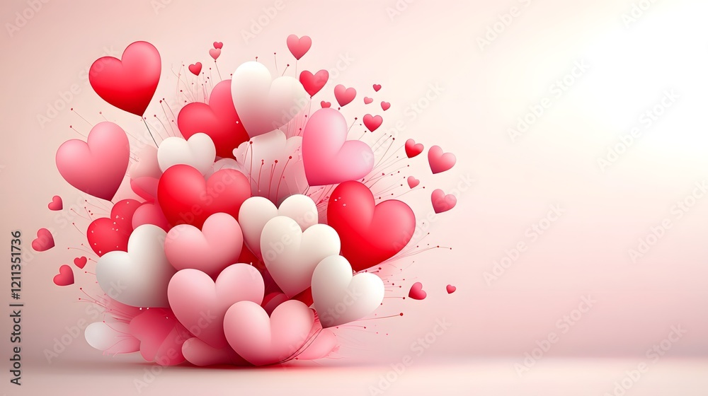 Aufkleber floating hearts in a romantic gradient background for valentine s a beautiful and vibrant image fill