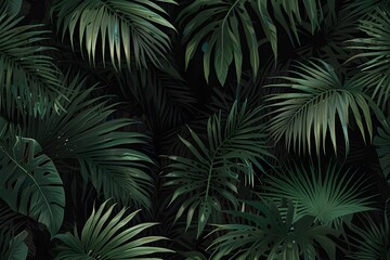 Tropical pattern background with palm leaves on white backdrop. Generative AI