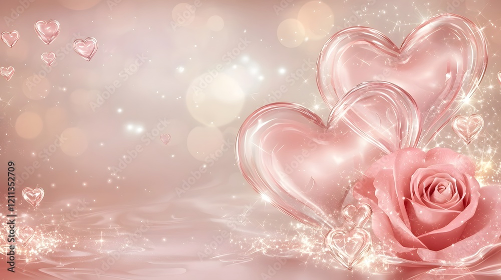 Poster romantic valentine s day setup featuring a love letter envelope a red rose and glowing bokeh accents