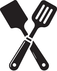 Black Color Spatula Silhouette Vector Illustration, Solid White Background. minimal vector design