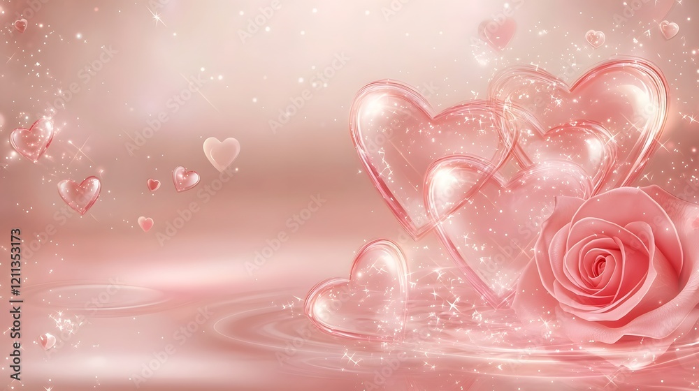Poster romantic valentine s day greeting card or love letter envelope adorned with heart shaped with a sing