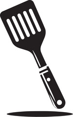 Black Color Spatula Silhouette Vector Illustration, Solid White Background. minimal vector design