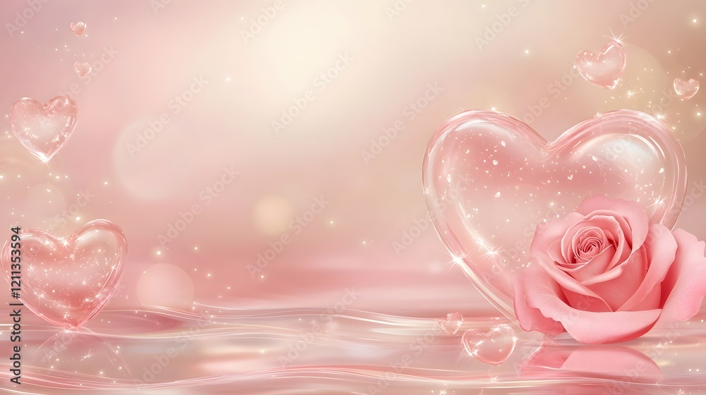 Poster elegant and romantic envelope design with a single red rose resting on a dreamy glowing anniversary 