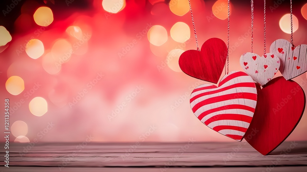 Fototapete festive and dynamic heart shaped in a variety of bold and bright colors suspended against a glowing 