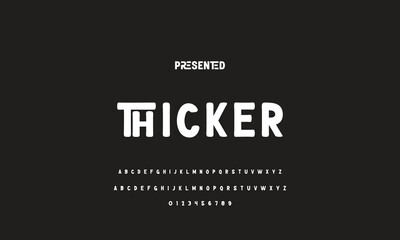 Digital modern alphabet font. Creative abstract urban, futuristic, fashion, sport, minimal technology typography.  Simple vector illustration with number