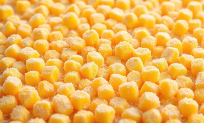 Vibrant yellow sugar-coated mango cubes