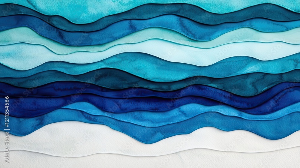 Poster water watercolor concept. abstract layers of blue waves create a tranquil, serene visual experience.