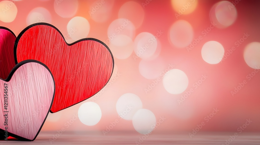 Aufkleber Radiant and lively heart shaped designs in an array of bold colors layered on a vibrant gradient background perfect for romantic and cheerful
