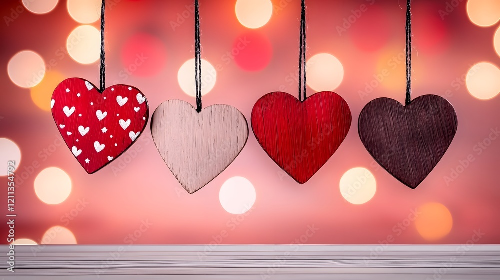 Aufkleber vibrant array of heart shaped in cheerful vivid tones glowing against a radiant gradient backdrop de