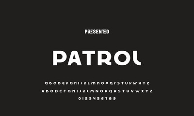 Digital modern alphabet font. Creative abstract urban, futuristic, fashion, sport, minimal technology typography.  Simple vector illustration with number