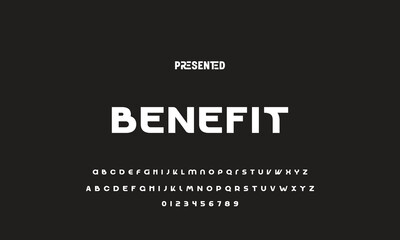 Digital modern alphabet font. Creative abstract urban, futuristic, fashion, sport, minimal technology typography.  Simple vector illustration with number