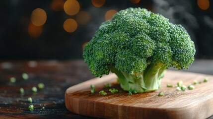 Fresh Broccoli on Wooden Board: A Culinary Delight