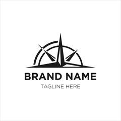 Black and White Compass Logo Icon Vector Template
