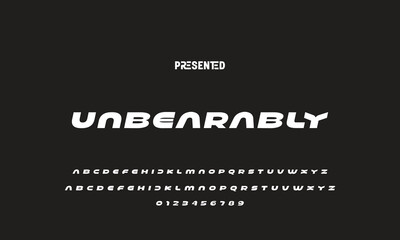 Digital modern alphabet font. Creative abstract urban, futuristic, fashion, sport, minimal technology typography.  Simple vector illustration with number