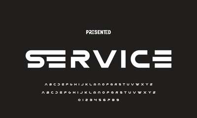 Digital modern alphabet font. Creative abstract urban, futuristic, fashion, sport, minimal technology typography.  Simple vector illustration with number