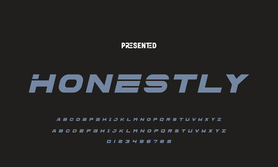 Digital modern alphabet font. Creative abstract urban, futuristic, fashion, sport, minimal technology typography.  Simple vector illustration with number