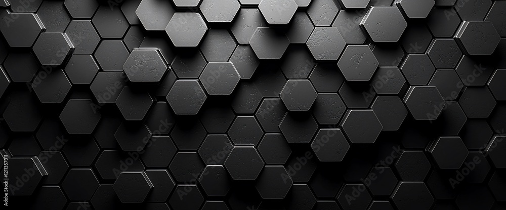 Poster abstract dark gray hexagonal geometric pattern background.