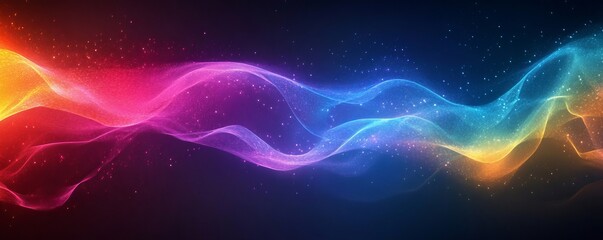 Obraz premium Holographic color gradient, neon glowing abstract wave, Generative AI