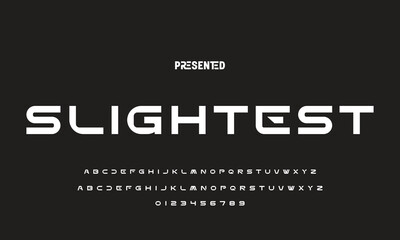 Digital modern alphabet font. Creative abstract urban, futuristic, fashion, sport, minimal technology typography.  Simple vector illustration with number