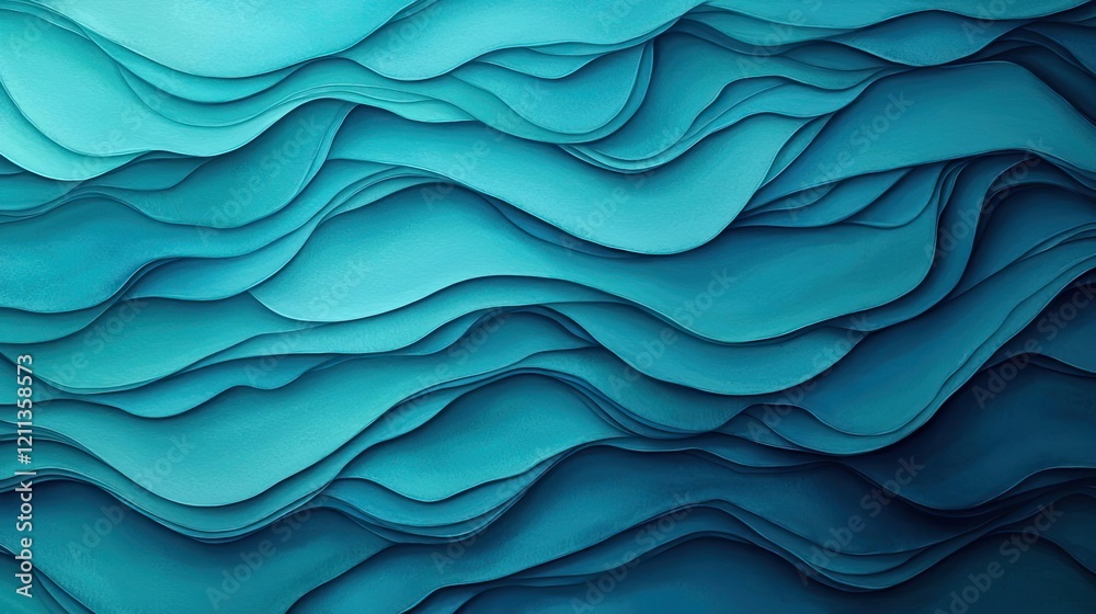 Poster water watercolor concept. abstract waves in varying shades of blue create a visually appealing textu