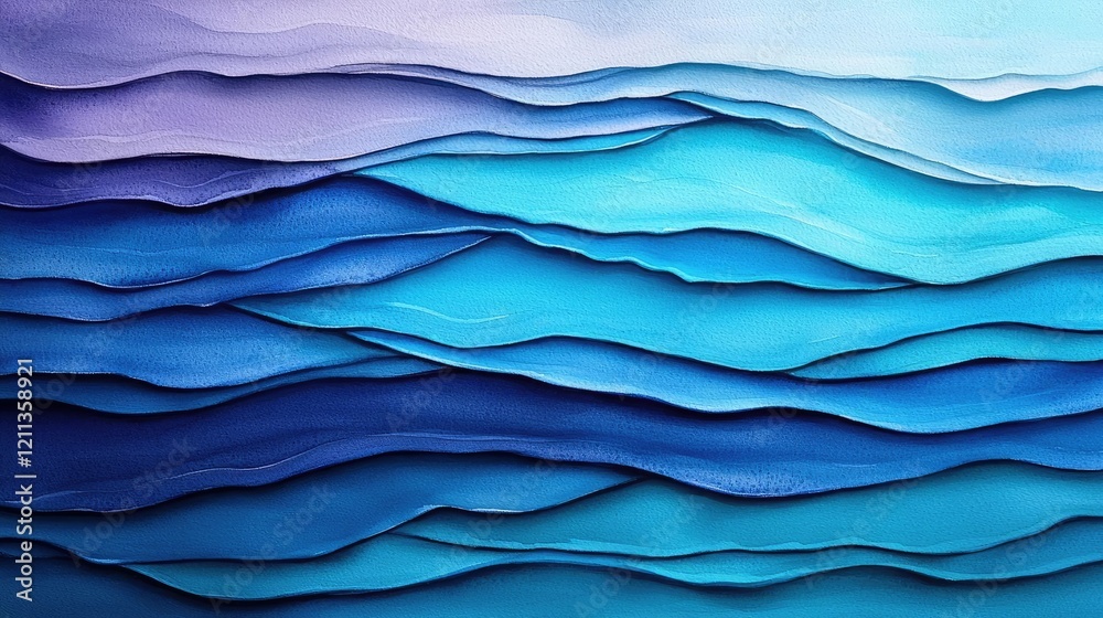 Poster water watercolor concept. abstract waves in shades of blue, creating a serene and calming visual eff