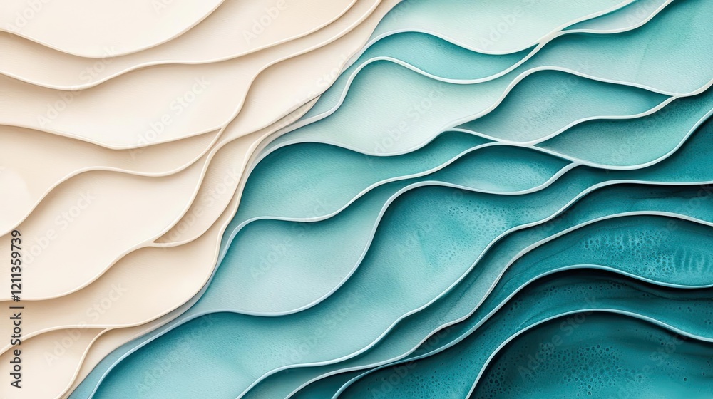 Poster water watercolor concept. abstract waves in soothing colors create a modern and artistic visual text