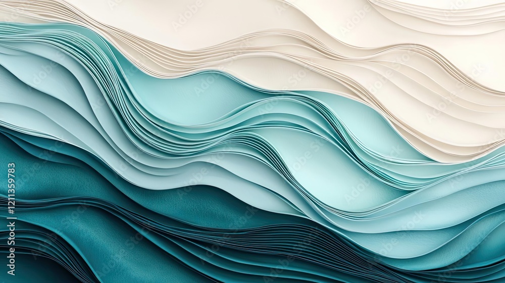 Poster Water watercolor concept. Abstract wave pattern with calming colors creating a serene visual experience.