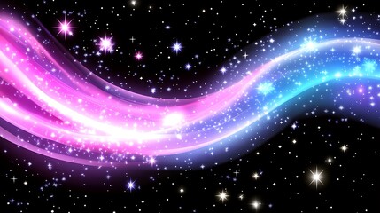 Obraz premium Glowing Cosmic Waves With Sparkling Stars Across The Night Sky
