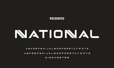 Modern Bold Font. Regular Italic Number Typography urban style alphabet fonts for fashion, sport, technology, digital, movie, logo design, vector illustration