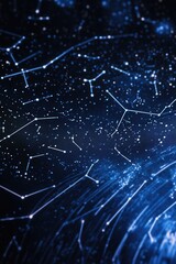 A dynamic shot of a star chart featuring Aries and Taurus constellations, drawn with luminous lines