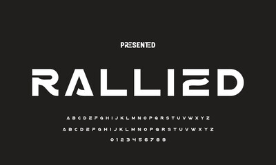 Modern Bold Font. Regular Italic Number Typography urban style alphabet fonts for fashion, sport, technology, digital, movie, logo design, vector illustration