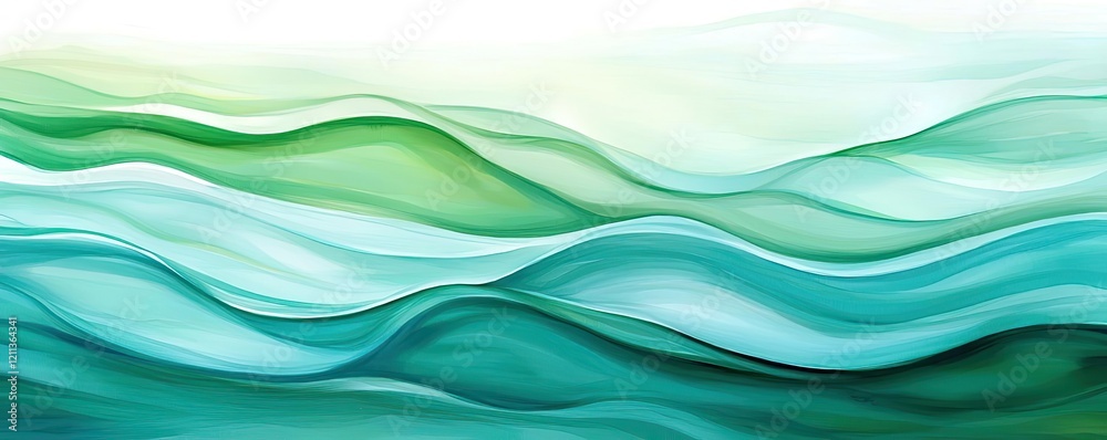 Poster water watercolor concept. abstract wave patterns in soothing green and blue tones, creating a serene