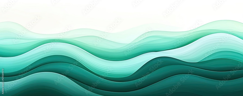 Poster water watercolor concept. abstract wavy patterns in green tones create a soothing and harmonious vis