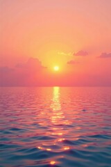Obraz premium Serene Sunset Golden Hues Reflecting on Calm Ocean Waters at Day's End