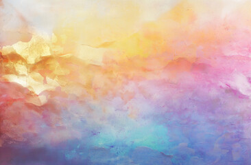 Abstract Pastel Texture with Golden Accents - Dreamy Watercolor Background