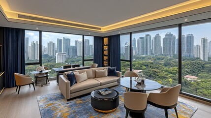 Fototapeta premium Luxury Apartment with Panoramic City View