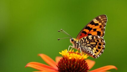 Obraz premium A small leopard butterfly in sharp focus