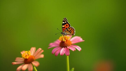 Obraz premium A small leopard butterfly in sharp focus
