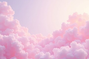 Fototapeta premium Soft Pink Cloudscape A Dreamlike Aerial View of Fluffy, Pastel-Colored Clouds at Sunset