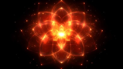 Obraz premium Fiery Abstract Flower Glowing Brightly In Darkness