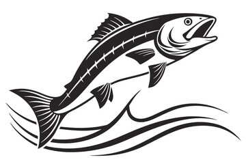 Naklejka premium Fish icon black silhouette. Fisheries logo symbol