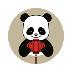 Chinese Panda Holding Red Lampion