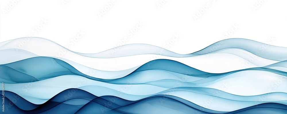 Poster water watercolor concept. soft blue waves create a calming and tranquil abstract background for desi