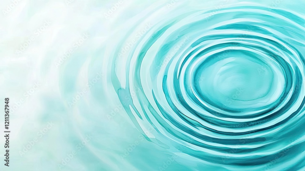 Poster water watercolor concept. a soothing ripple effect in turquoise water creating a tranquil and serene