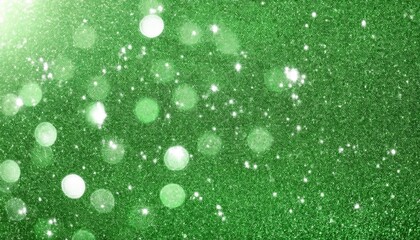 ethereal green bokeh background with sparkling light orbs, soft glittery texture for festive designs, celebrations, or digital art