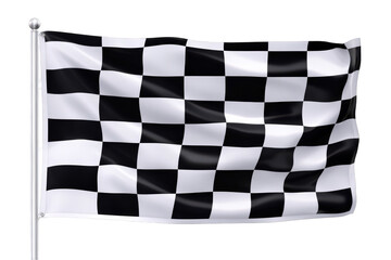 Fototapeta premium A black and white checkered flag waving, symbolizing racing and competition.