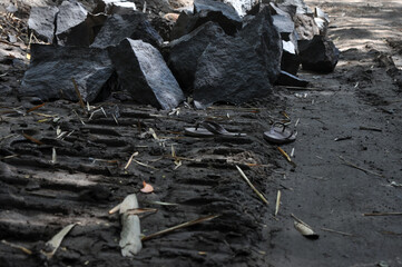 Tractor tracks on the ground